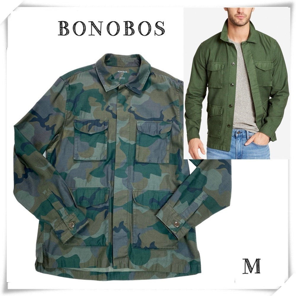 Bonobos Slim Fit Camo Military Jacket in Green Size M